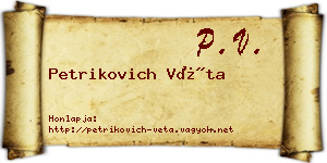 Petrikovich Véta névjegykártya